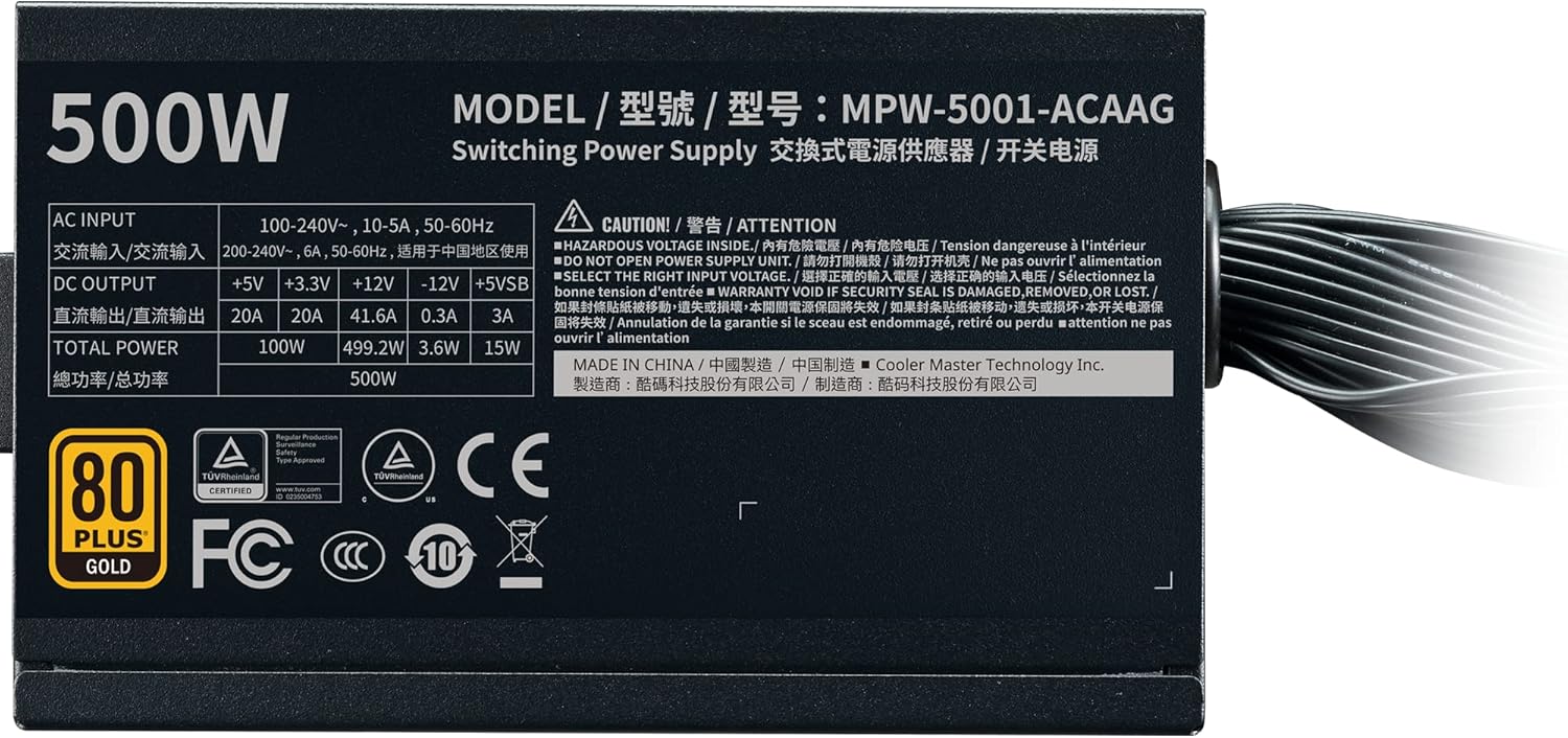 G500 Gold Power Supply, 500W 80+ Gold Efficiency G500 Gold Power Supply, 500W 80+ Gold Efficiency